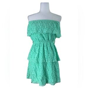 New Rue21 Mint Green Lace Layered Strapless Tube Top Mini Dress